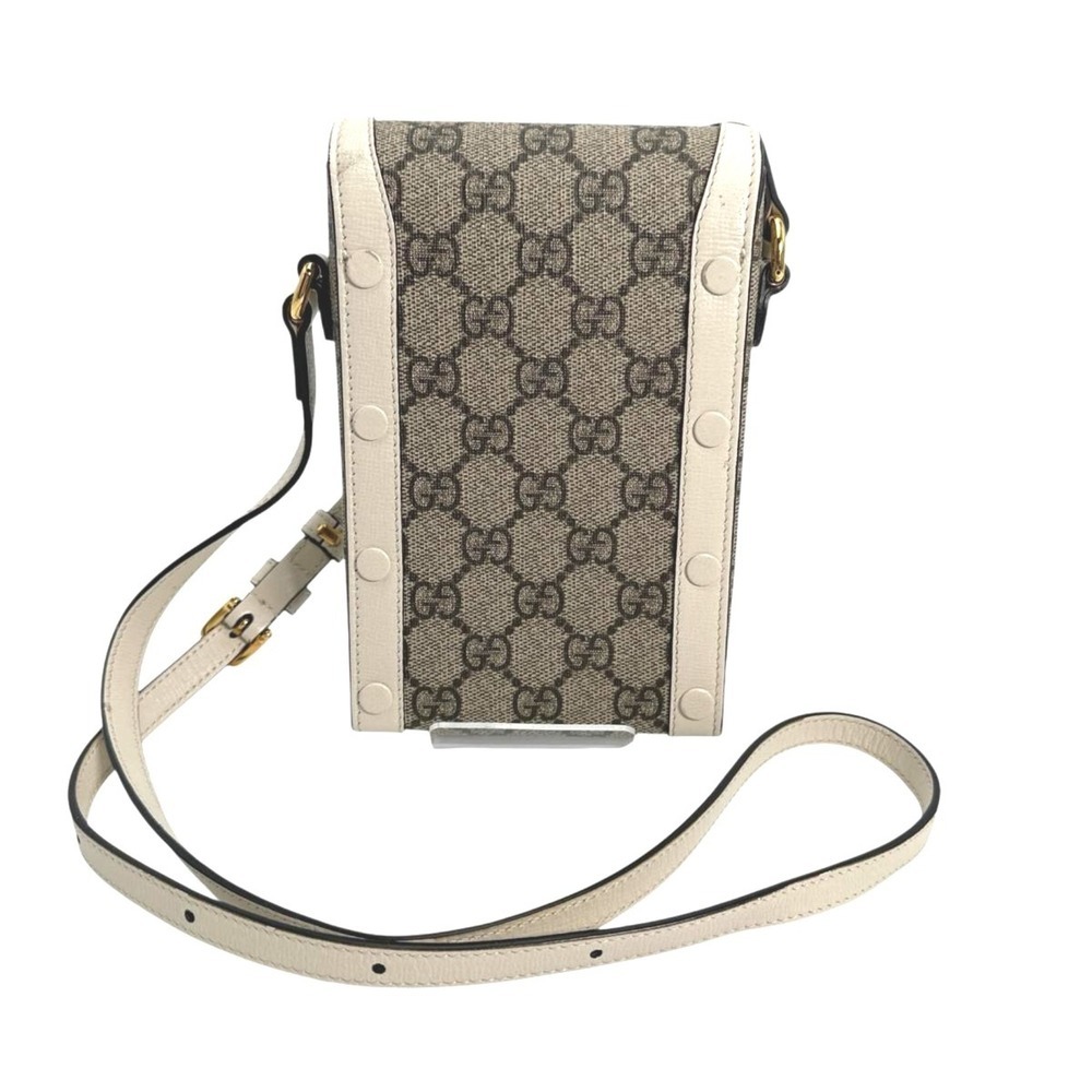 GUCCI Cream Canvas Horsebit Shoulder Bag - Picture 3 of 10
